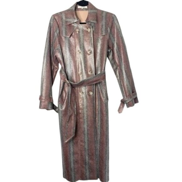 LAFFAIRE Jackets & Blazers - Laffaire Snakeskin Print Long Trench Coat Double Breasted  Button Belted Medium